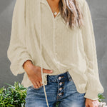 Swiss Dot Balloon Sleeve Blouse