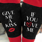 Letter Print Color Block Tube Stockings