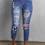 Fading Distressed Holes Crop Jeans