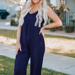 Spaghetti Straps Wide Leg Pocketed Jumpsuits