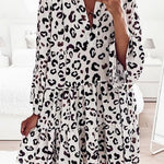 Leopard Print V neck Ruffle Swing Mini Dress
