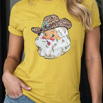 Merry Christmas Santa Clause Print Short Sleeve Graphic Tee