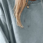 Black Crew Neck Ribbed Oversized Sweatshirt