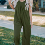 Spaghetti Straps Wide Leg Pocketed Jumpsuits