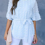 Swiss Dot Tie Blouse
