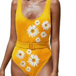 Ribbed One-piece Swimsuit with Belt