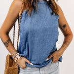 Halter Neck Denim Tank Top