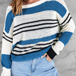 Loose Fit Striped Pattern Sweater