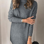Turtleneck Long Sleeve Knitted Sweater Dress