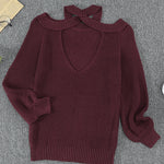 Blue Cool Breeze Cotton Cold Shoulder Sweater