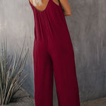 Spaghetti Straps Wide Leg Pocketed Jumpsuits