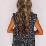 Green Floral Ruffled Straps Flowy Tank Top