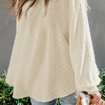 Swiss Dot Balloon Sleeve Blouse