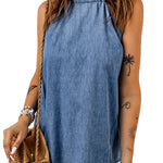 Halter Neck Denim Tank Top