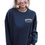 Letter Desert Hat Print Long Sleeve Black Sweatshirt
