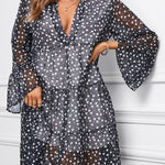 Leopard Print V neck Ruffle Swing Mini Dress