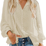 Swiss Dot Balloon Sleeve Blouse