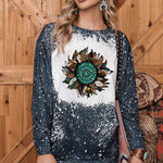 Navy Tie-dyed Crew Neck Pullover Sweatshirt