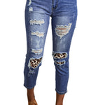 Fading Distressed Holes Crop Jeans