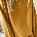 Black Crew Neck Ribbed Oversized Sweatshirt