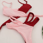 Color Block Patchwork Bandage Bikini