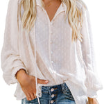 Swiss Dot Balloon Sleeve Blouse