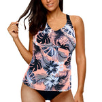 Floral Printed Strappy Racerback Tankini Swim Top