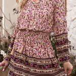 Split V Neck Boho Floral Dress