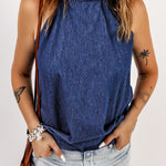 Halter Neck Denim Tank Top