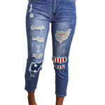 Fading Distressed Holes Crop Jeans