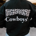Letter Desert Hat Print Long Sleeve Black Sweatshirt
