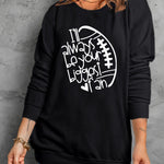 Letter Desert Hat Print Long Sleeve Black Sweatshirt