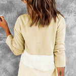 Splicing Buttoned Knitted Long Sleeve Sweater