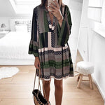 Leopard Print V neck Ruffle Swing Mini Dress