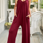 Spaghetti Straps Wide Leg Pocketed Jumpsuits