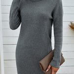 Turtleneck Long Sleeve Knitted Sweater Dress