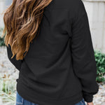 Letter Desert Hat Print Long Sleeve Black Sweatshirt