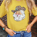 Merry Christmas Santa Clause Print Short Sleeve Graphic Tee