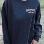Letter Desert Hat Print Long Sleeve Black Sweatshirt