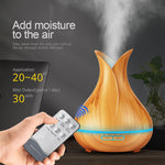 KBAYBO Ultrasonic Air Humidifier electric Aroma air diffuser Essential Oil Diffuser Wood Remote Control Mistmaker for home 400ml