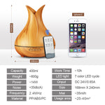 KBAYBO Ultrasonic Air Humidifier electric Aroma air diffuser Essential Oil Diffuser Wood Remote Control Mistmaker for home 400ml