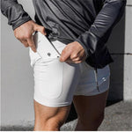 Men's 2 in 1 Running Shorts Jogging Gyms Fitness Training Quick Dry Beach Short Pants Male Summer Sports Casual Workout Bottoms FY9113