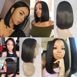 Malaysian Hair Silky Straight Short Wig Peruvian Fashion Bob Wigs Indian Human Hair Lace Front Wigs Brazilian Human Hair Wigs