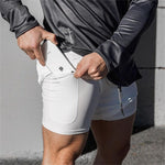 Men's 2 in 1 Running Shorts Jogging Gyms Fitness Training Quick Dry Beach Short Pants Male Summer Sports Casual Workout Bottoms FY9113
